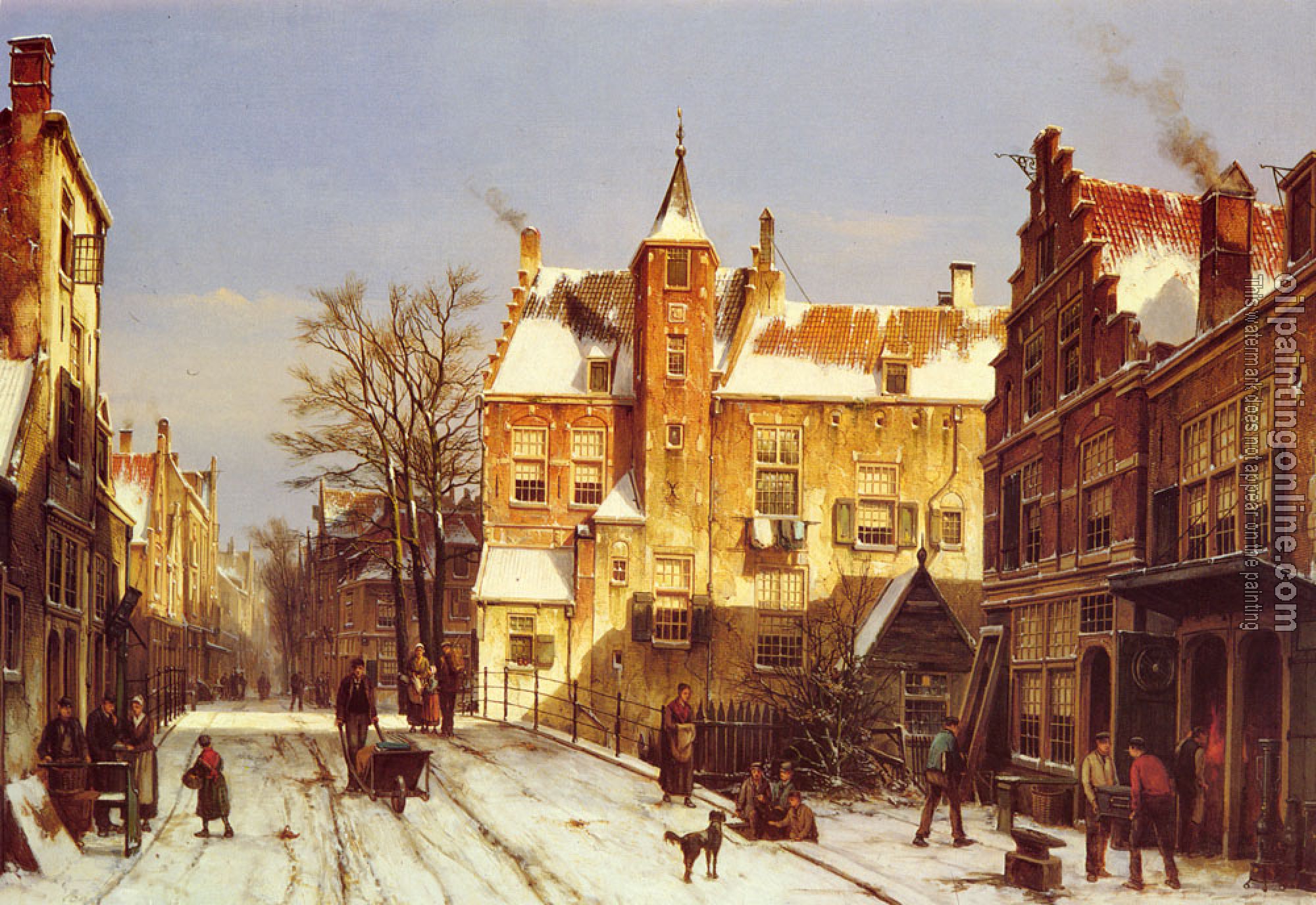 Willem Koekkoek - A Dutch Village In Winter